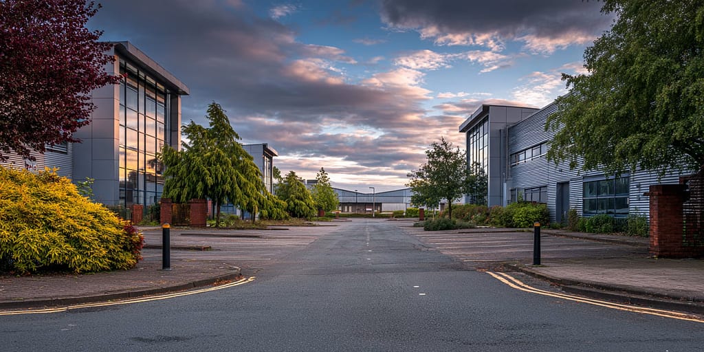 Image of a modular self-storage facility deployed on low-yield institutional land near an urban fringe — showing scalable income potential through flexible, ESG-compliant land use