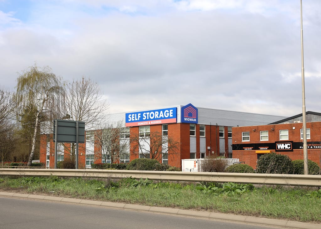 Modular self-storage facility in UK town with, clean access roads, and surrounding commercial property — illustrating a high-yield alternative for underused land in 2025.